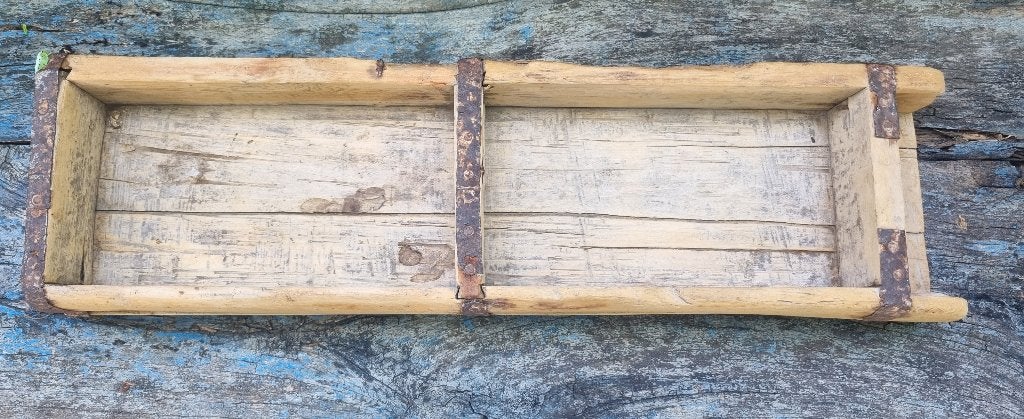 Vintage houten bakvorm met metalen banden, Antiek en Kunst, Curiosa en Brocante, Ophalen
