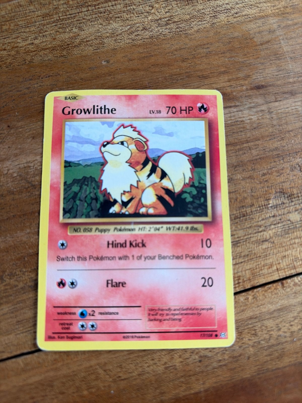 Pokémon Kaart Growlithe LV.18 70 HP, Ophalen of Verzenden, Gebruikt, Losse kaart