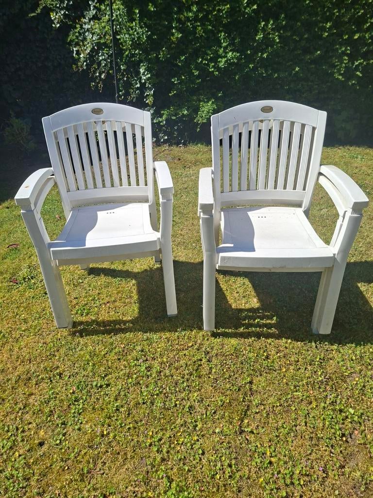 4 stapelbare Hartman tuinstoelen. Zgan., Ophalen, Zo goed als nieuw, Kunststof