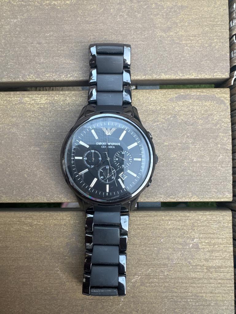 Emporio Armani Ceramica AR-1451 Herenhorloge Zwart, Overige merken, Overige materialen, Gebruikt, Polshorloge