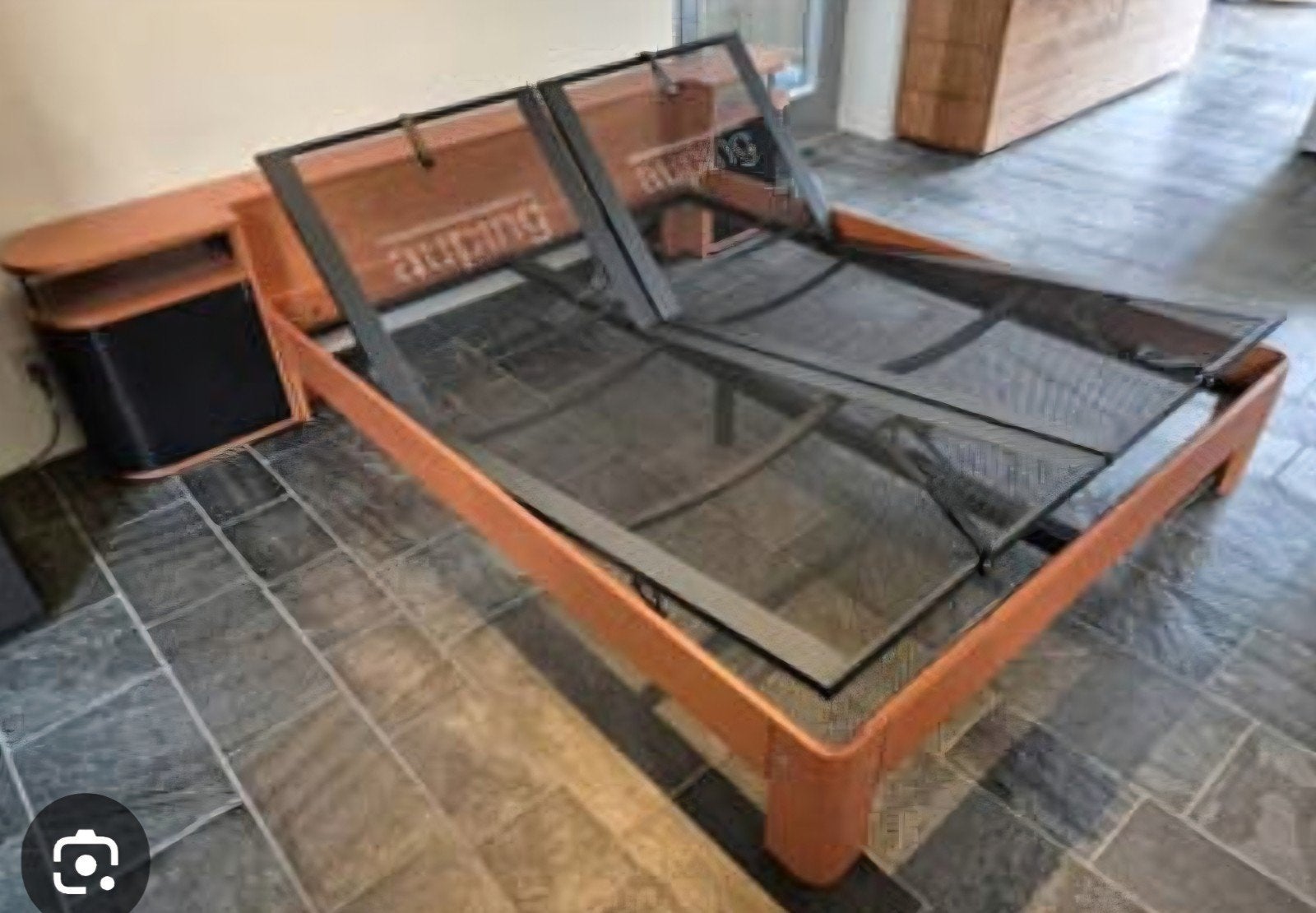 Auping Auronde bed 160x200 met achterwand en nachtkastjes, Ophalen, Gebruikt, Bruin, Tweepersoons
