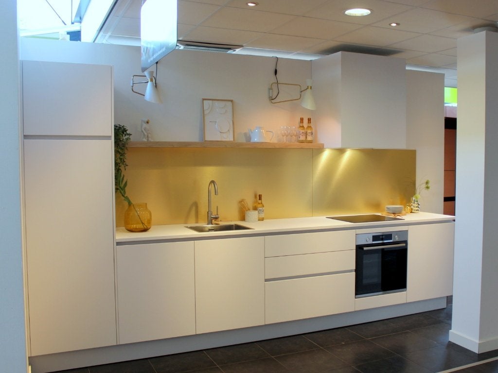 HU21 Moderne greeploze designkeuken - greeploos, Huis en Inrichting, Ophalen, Info@)haecker-kuechen.de, Wit, Nieuw