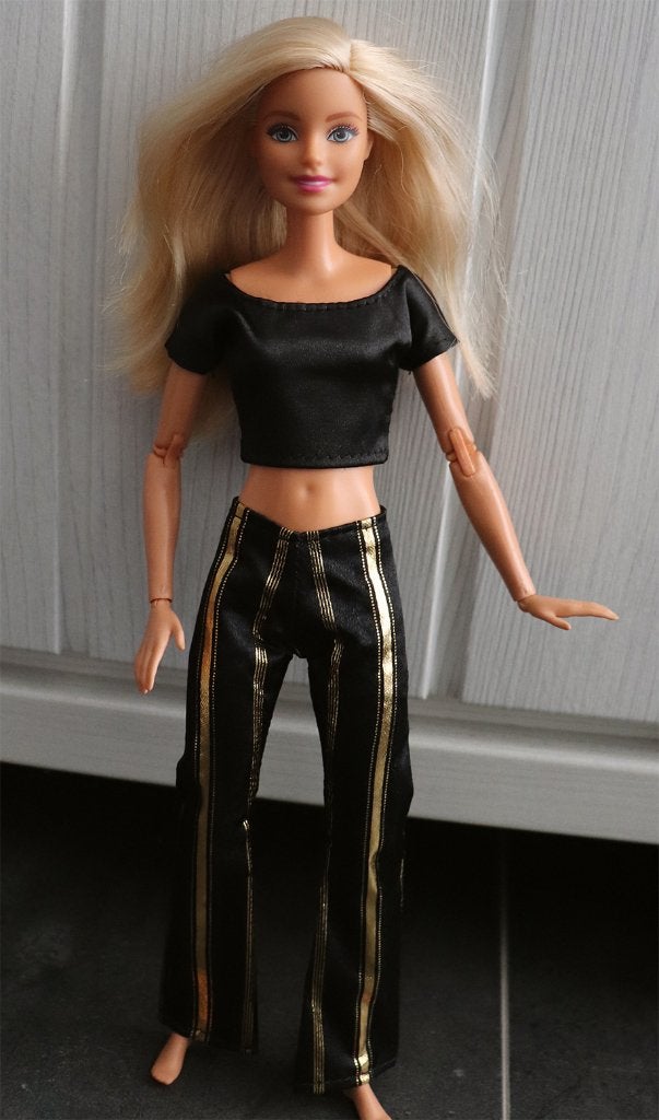 Barbie kleding nieuw - Outfit broek met top zwart met goud, Ophalen of Verzenden, Nieuw, Barbie
