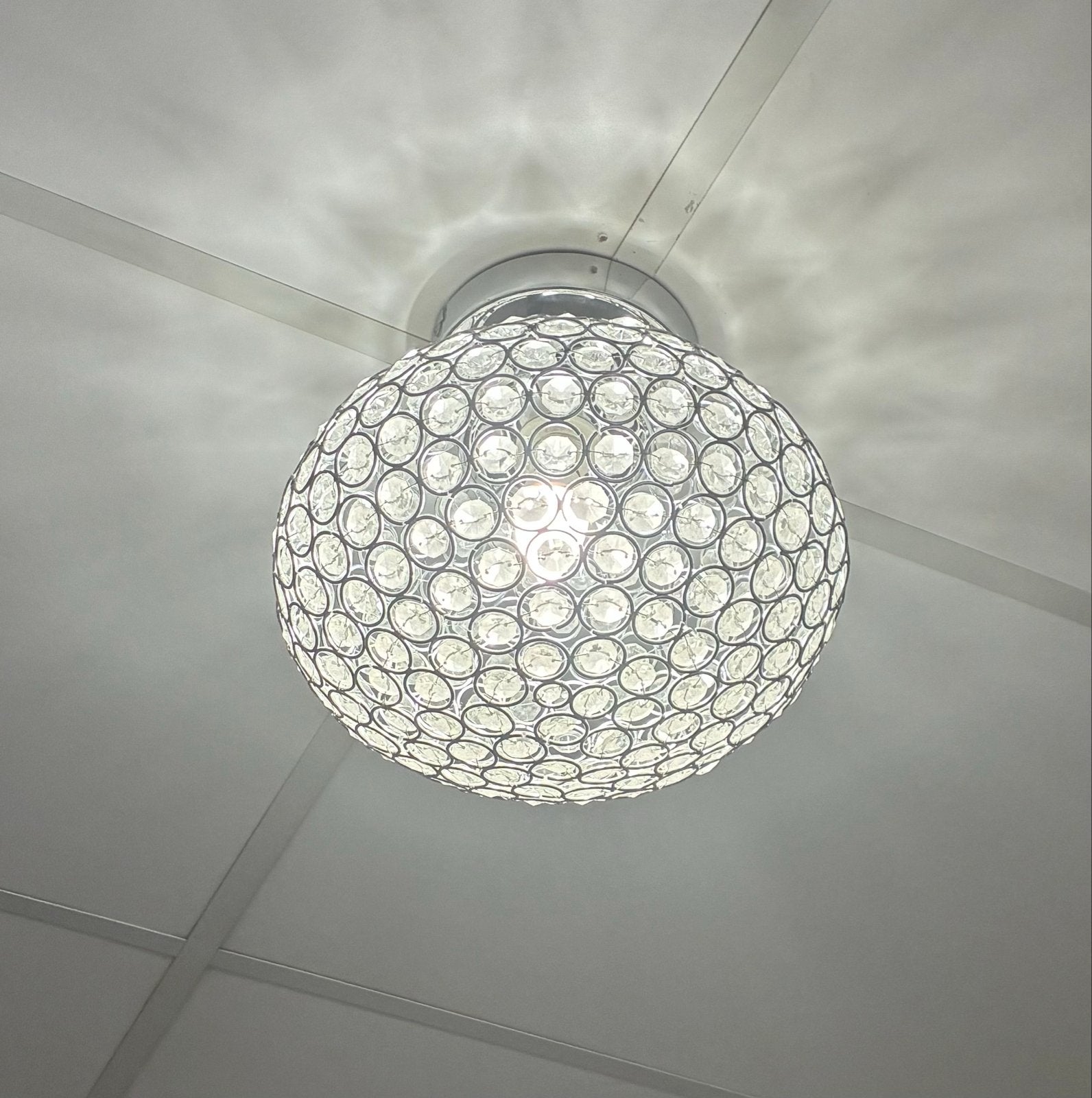 Prachtige kristallen plafondlamp, Ophalen, Zilver, Plafondlamp, Glas