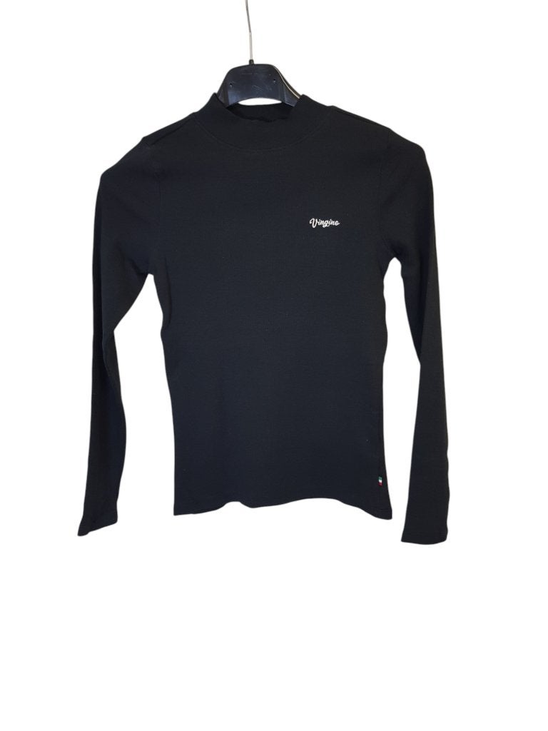 Mooie zwarte Vingino top met korte col maat 12/152., Kinderen en Baby's, Kinderkleding | Maat 152, Zo goed als nieuw, Vingino
