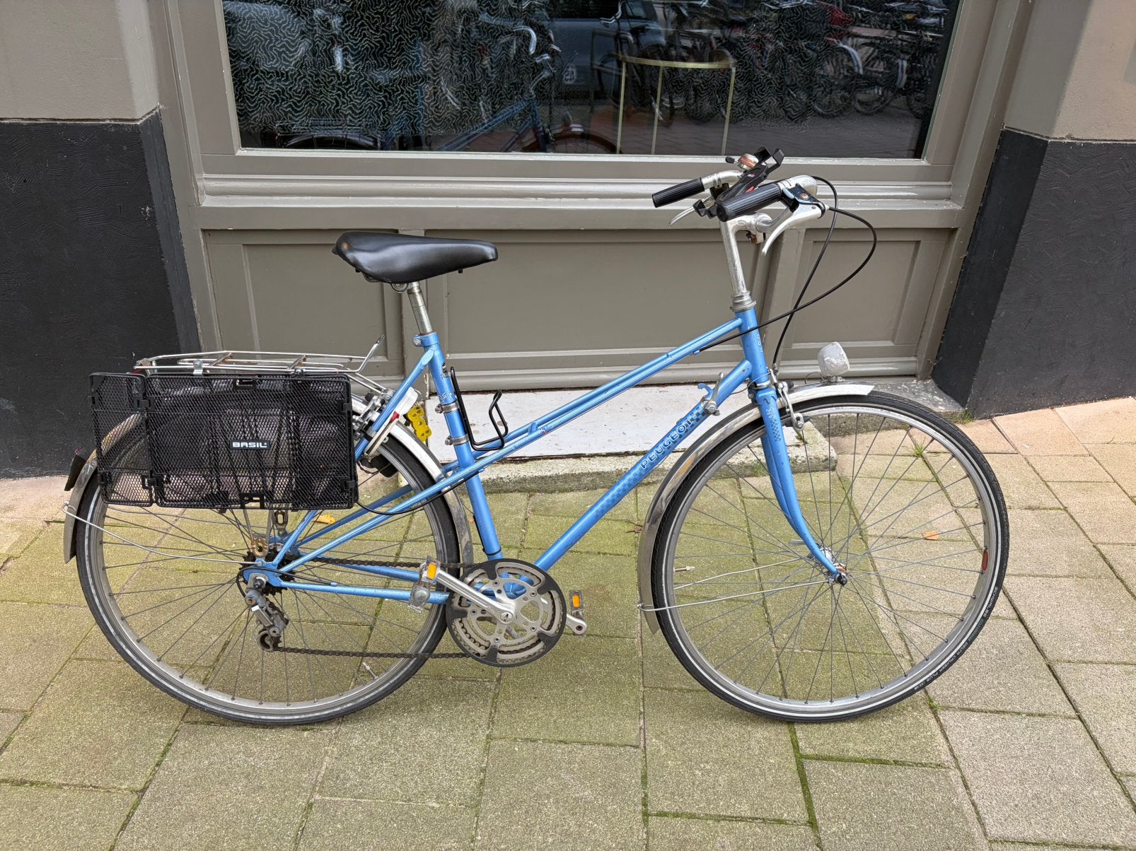 Classic Vintage Blue Peugeot Mixte Women’s Bicycle, Fietsen en Brommers, 53 tot 56 cm, 10 tot 15 versnellingen, Zo goed als nieuw