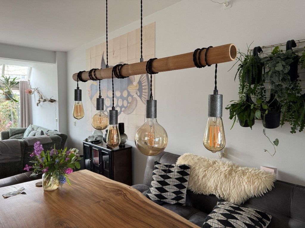 Te koop lamp eettafel, Ophalen, Zo goed als nieuw, Glas