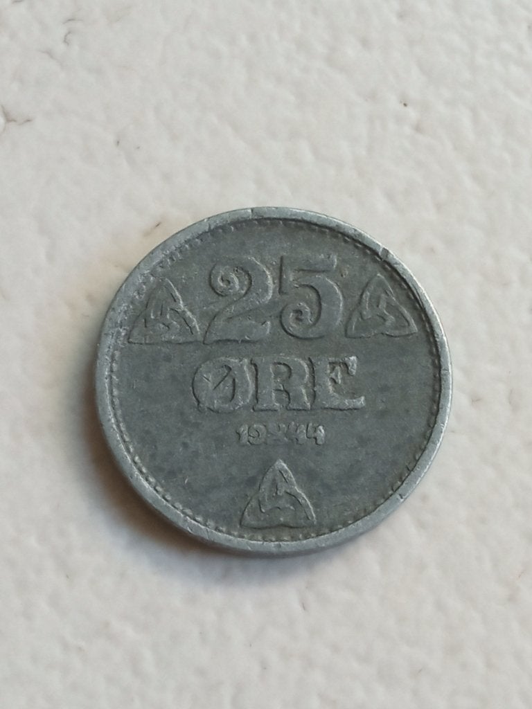 Noorwegen 25 ore 1944., Ophalen of Verzenden, Overige landen, Losse munt