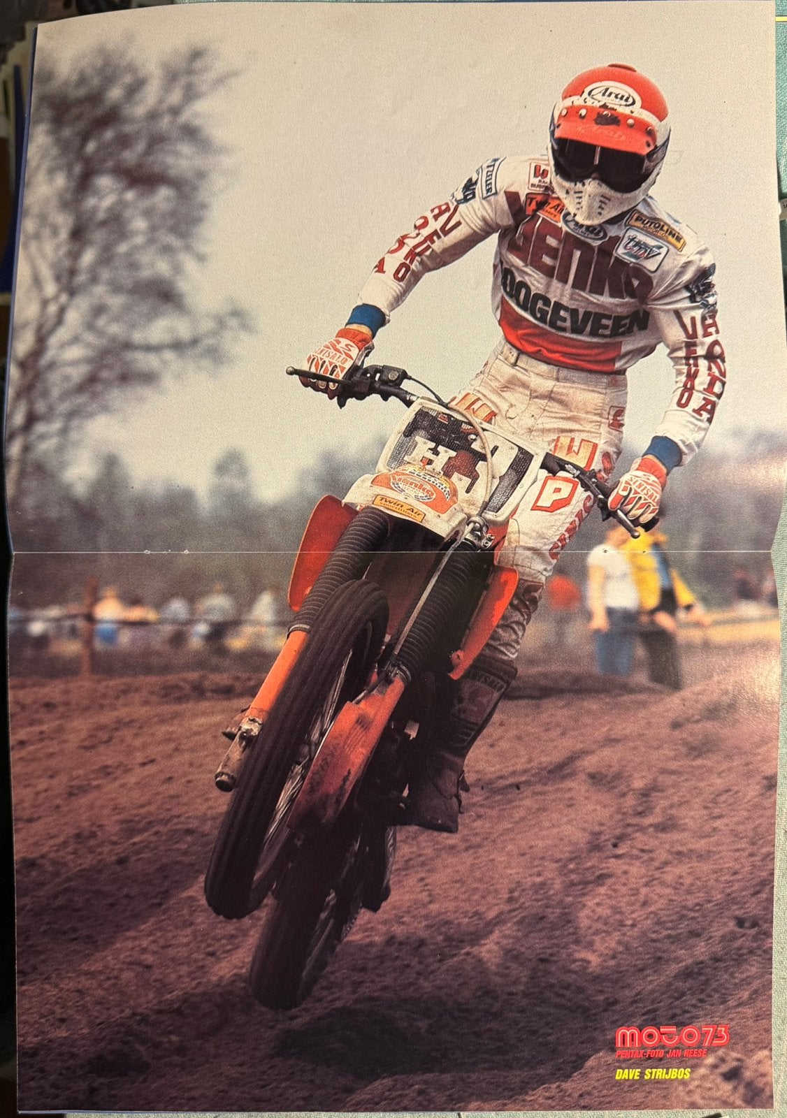 Poster Dave Strijbos op Honda CR, Verzenden, Zo goed als nieuw, Motoren