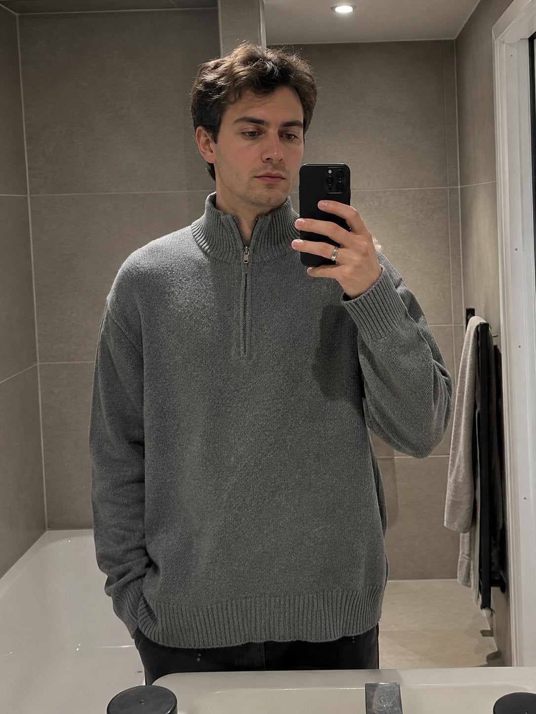 Ralph Lauren Half Zip Trui Grijs Maat XXL, Verzenden, Gedragen, Overige maten, Grijs