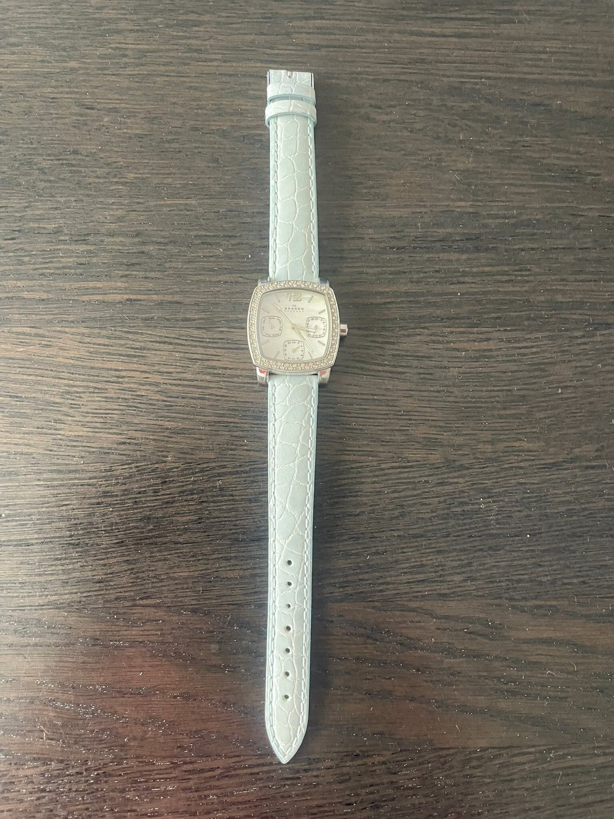 Z.g.a.n "Skagen" Dames Horloge met Strass en Leren Bandje, Overige merken, Leer, Staal, Polshorloge