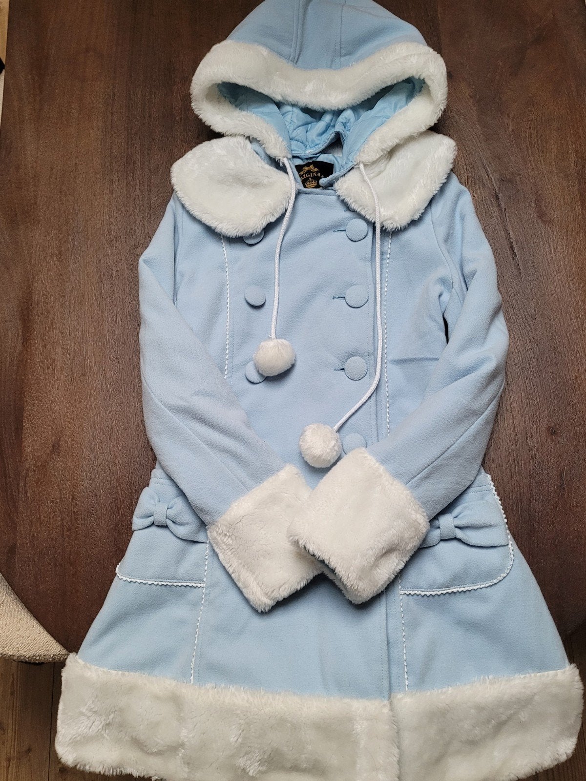 Lolita schattige winterjas XS van Hell Bunny, Blauw, Ophalen of Verzenden, Zo goed als nieuw, Hell Bunny