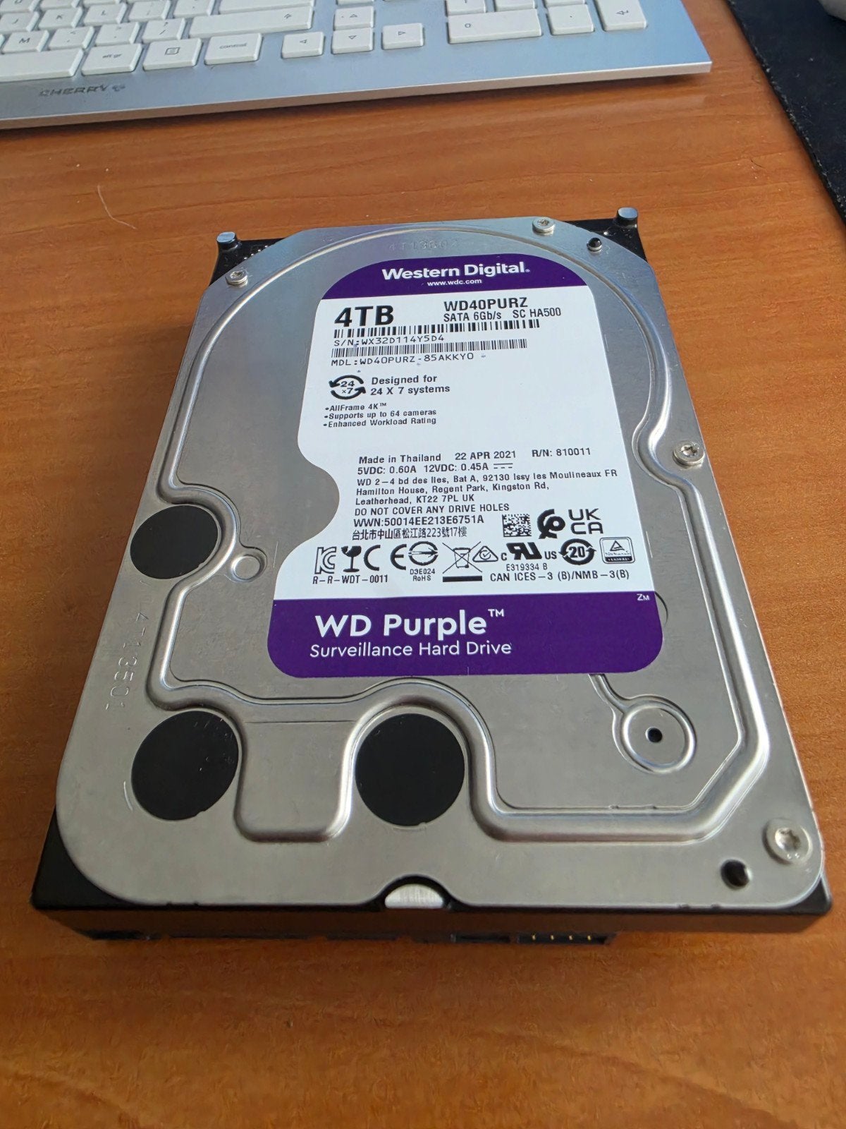 WD Purple 4TB Surveillance Hard Drive SATA, Computers en Software, Intern, Western Digital, Ophalen of Verzenden, Zo goed als nieuw