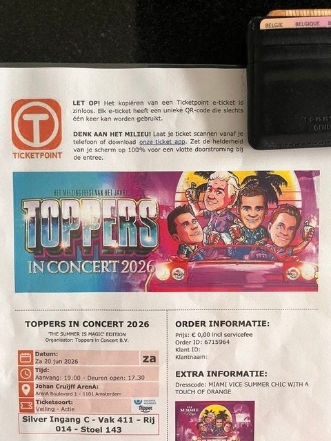 2 tickets voor € 15 per stuk, Tickets en Kaartjes, Twee personen