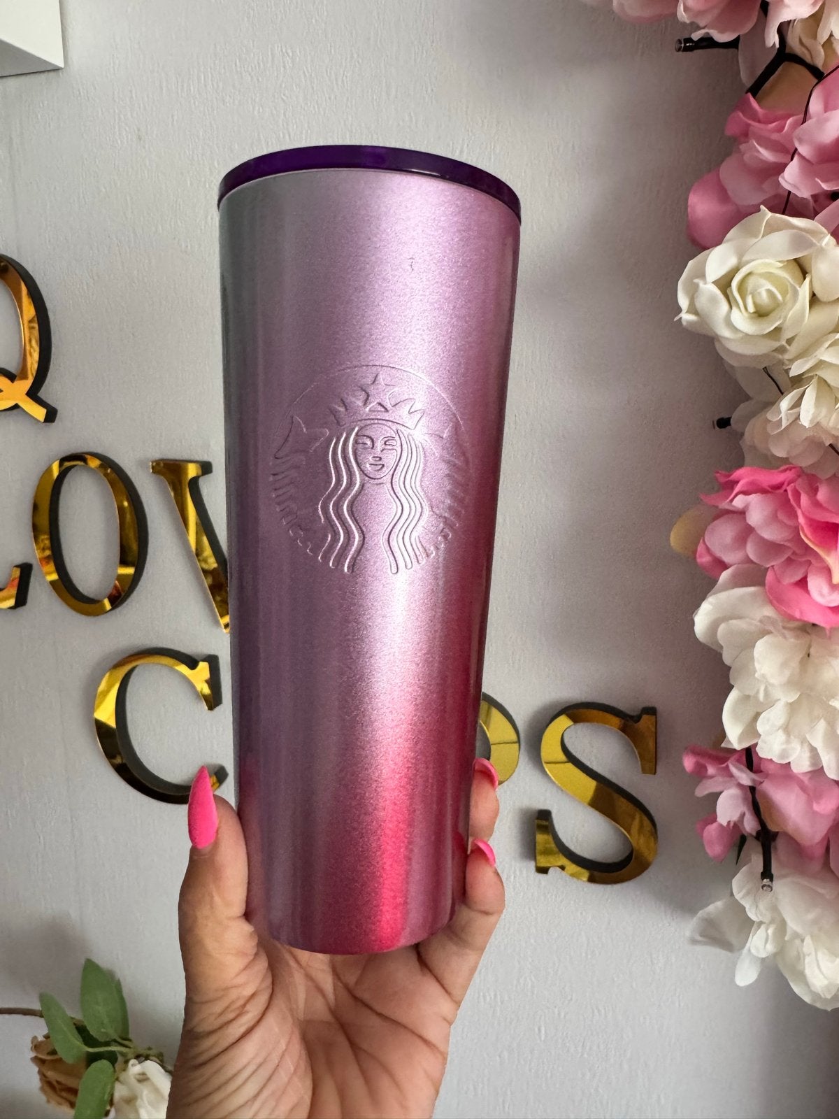 Starbucks Beker - Roze/Paars Glanzend, Huis en Inrichting, Ophalen of Verzenden, Nieuw, Meerkleurig, Kunststof