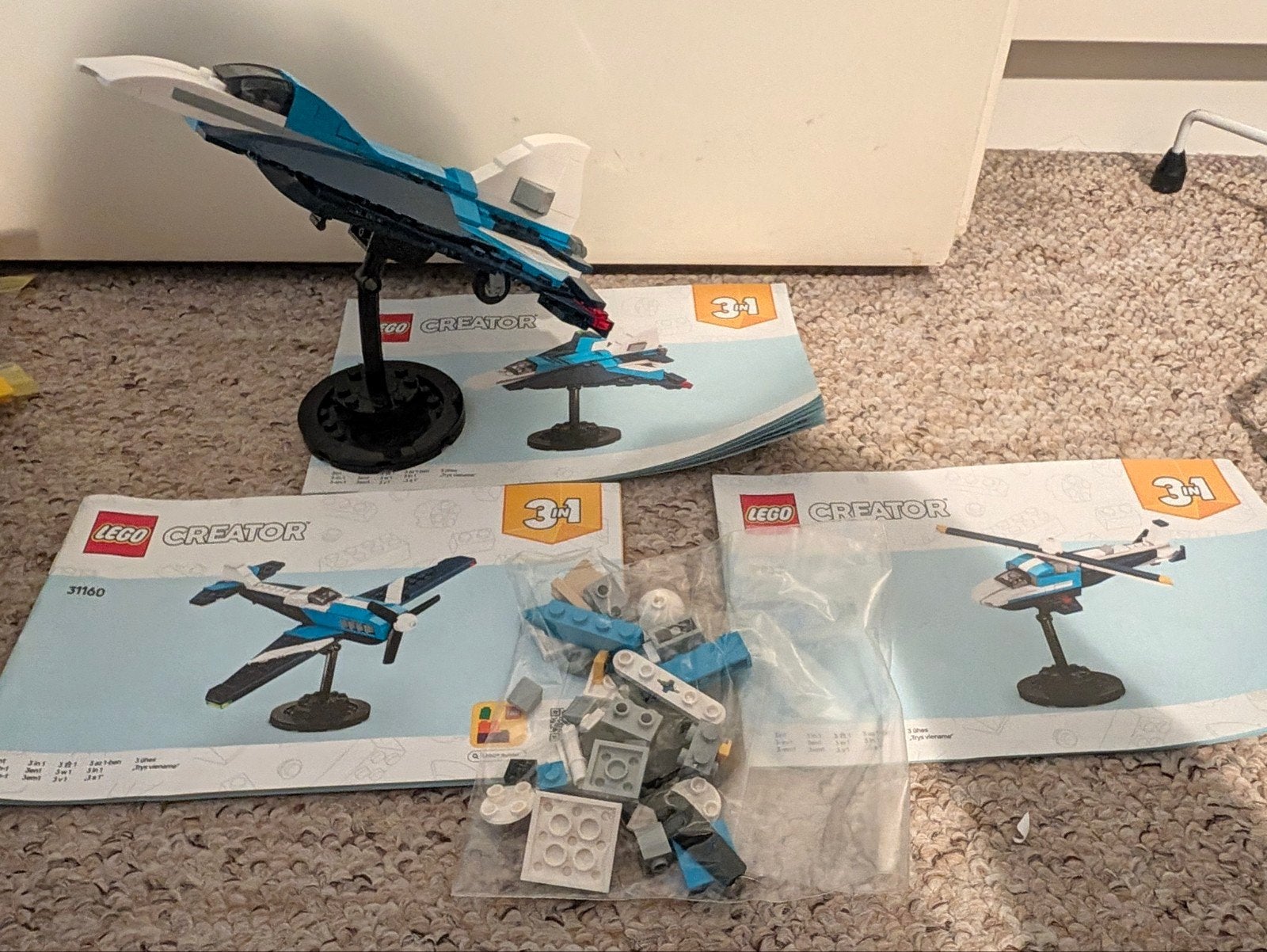 Lego Creator 3-in-1 Vliegtuig/Helikopter Set 31160, Lego, Inclusief instructies, Ophalen of Verzenden, Zo goed als nieuw