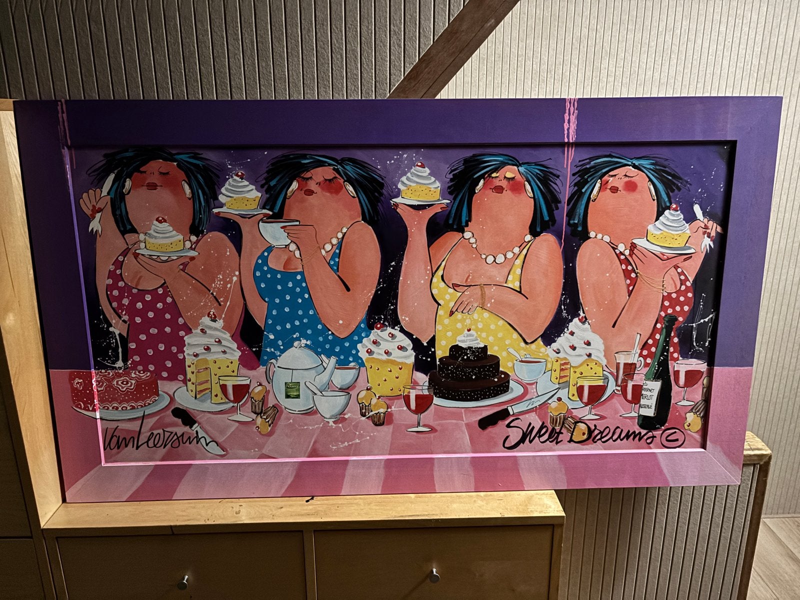 Schilderij 'Dikke Dames' van Van Leersum - 133x75 cm, Ophalen