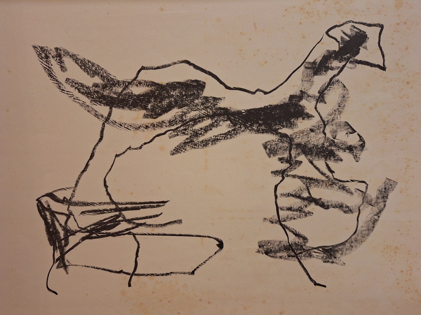 Abstracte lithografie door Willem Hussem, Antiek en Kunst, Kunst | Litho's en Zeefdrukken, Ophalen of Verzenden, Abstract, Lithografie