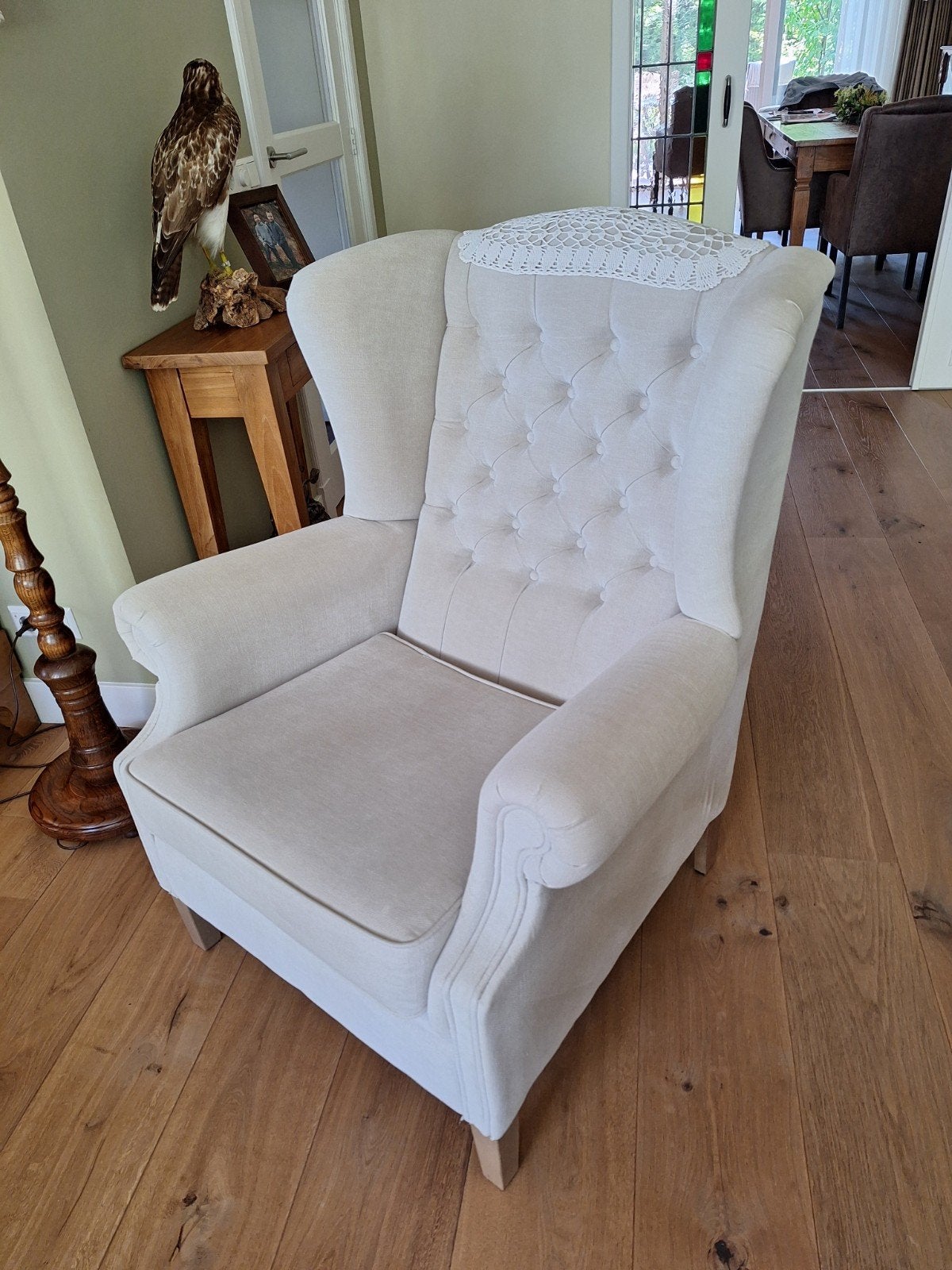 Oorfauteuil OLAV HOME model SIMON in de stofkleur ECRU, Ophalen, Gebruikt, Stof, Klassiek tijdloos