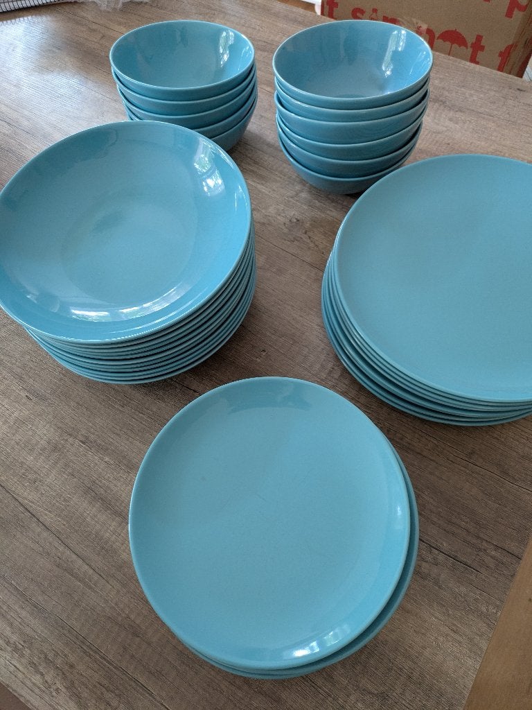 IKEA servies blauw – 40-delig – borden & kommen, Ophalen, Gebruikt, IKEA, Overige stijlen