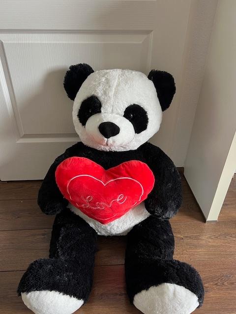 Pandabeer met rood hart  110 cm Maxam, Beer, Ophalen of Verzenden, Zo goed als nieuw, Wit