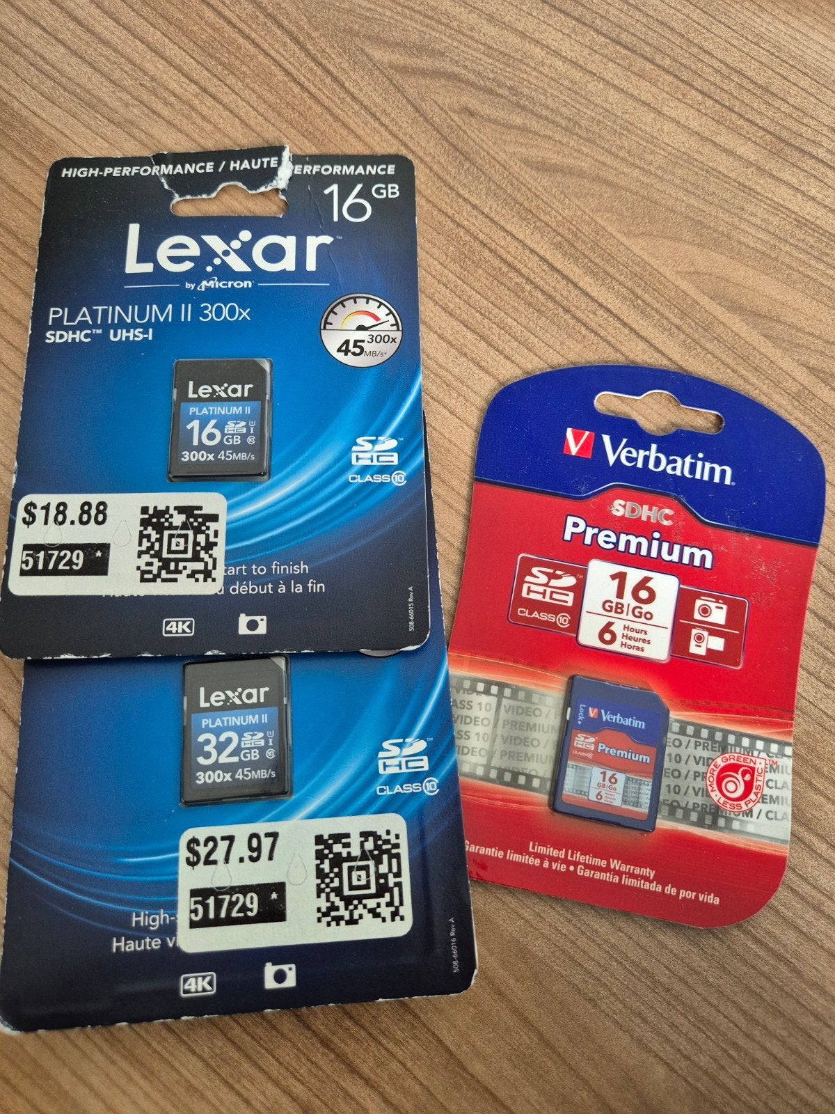 Verbatim SDHC Premium en Lexar Platinium Geheugenkaarten, 32 GB, Geschikt voor Full HD video, Lexar, Nieuw