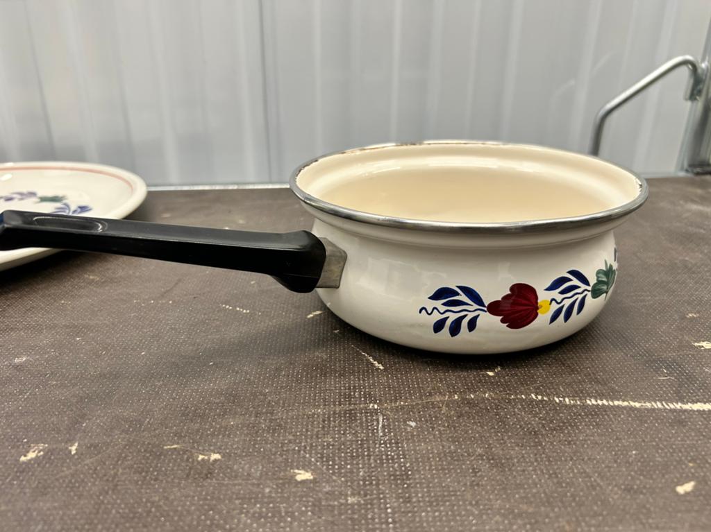 Vintage Boerenbont steelpannetje - Emaille, Kookpan of Snelkookpan, Overige materialen, Gebruikt, Div