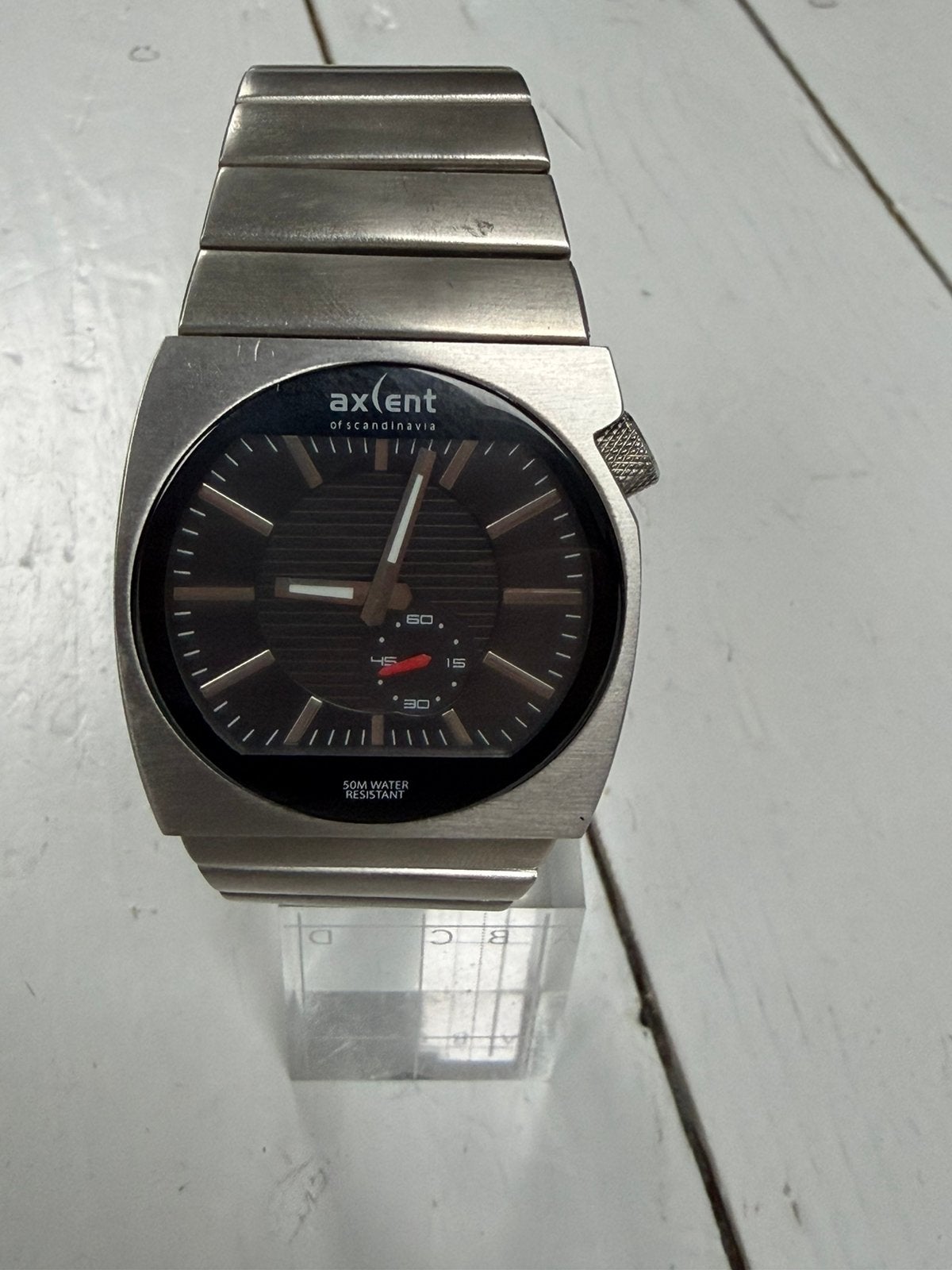 Axcent Scandinavia retro herenhorloge, Ophalen of Verzenden, Staal, Overige merken, 1960 of later