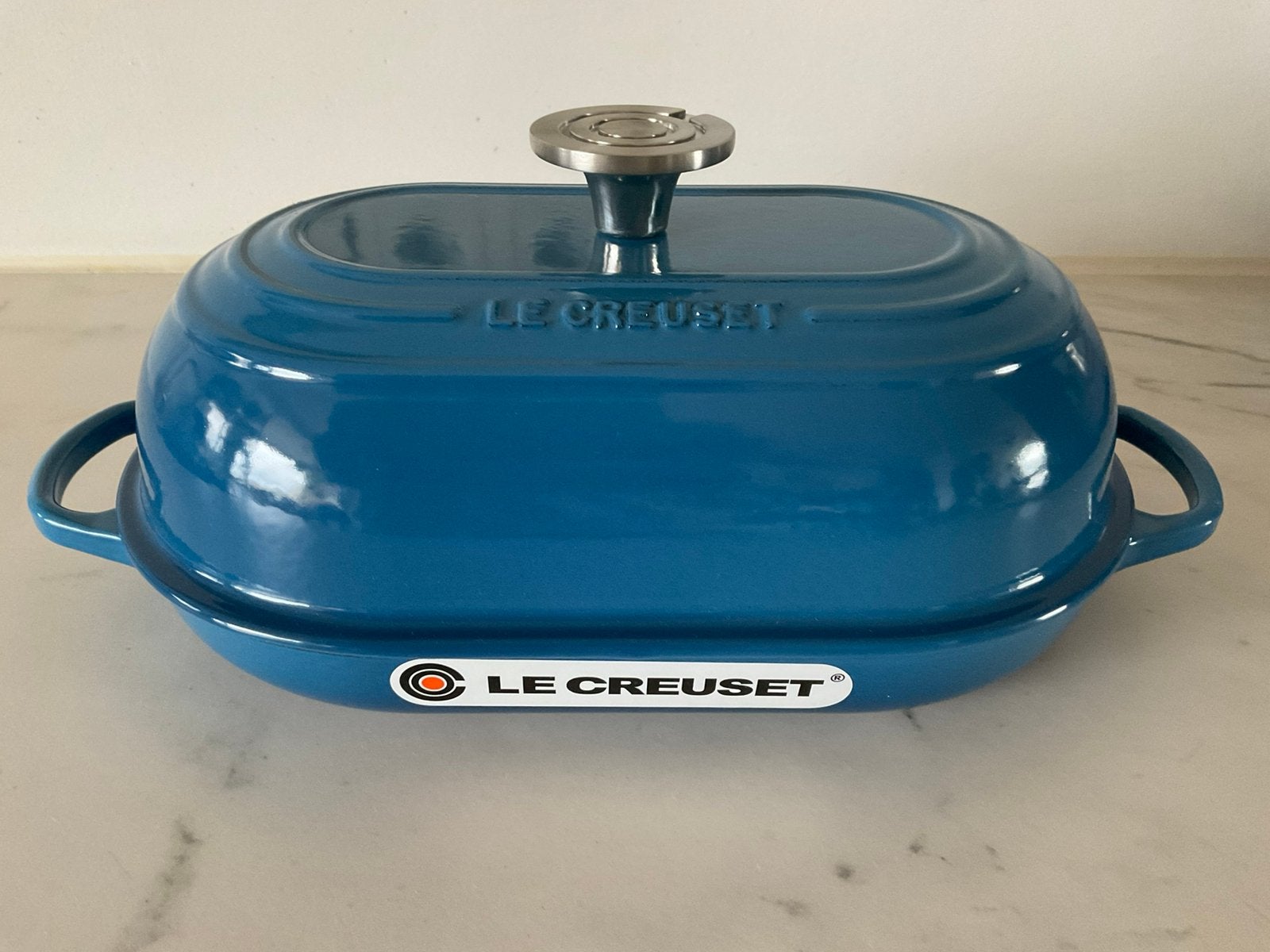 Le Creuset 29 cm ovale broodpan, marseille blauw, nieuw, Geschikt voor inductie, Nieuw, Le Creuset, Ophalen of Verzenden