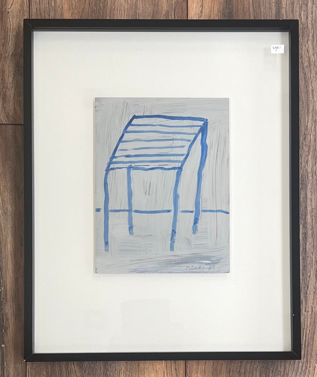 Klaas Gubbels, Blauwe tafel, schilderij op papier, Ophalen of Verzenden