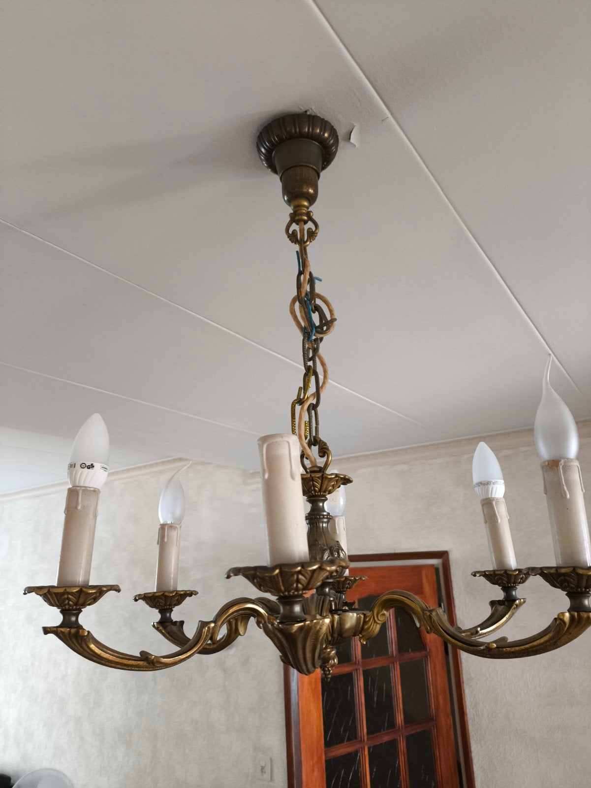Vintage Kroonluchter met 6 Armen - Antieke Afwerking, Huis en Inrichting, Ophalen, Vintage, Klassiek, Retro, Traditioneel, Gebruikt
