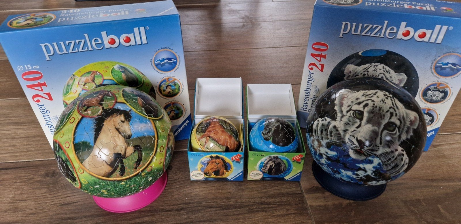 Ravensburger Puzzleballen - Paarden & Sneeuwluipaar, Ophalen of Verzenden, Meer dan 50 stukjes, Zo goed als nieuw, 6 jaar of ouder