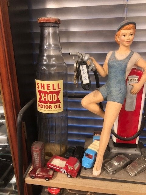 Oude Vintage Shell X-100 Olie fles met dop, Ophalen of Verzenden, Gebruikt, Gebruiksvoorwerp