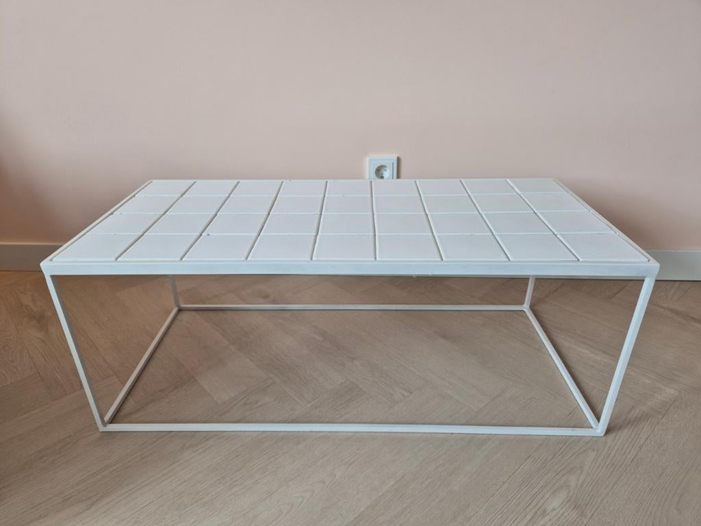 Zuiver glaced salontafel, Ophalen, 50 tot 100 cm, Rond, 50 tot 100 cm