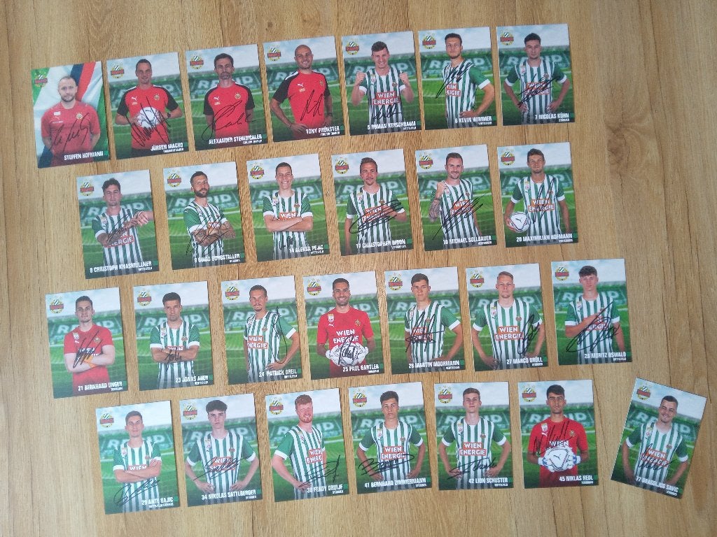 Gesigneerde 2022-2023 set spelerskaarten van SK Rapid Wien, Ophalen of Verzenden, Nieuw, Buitenlandse clubs, Spelerskaart