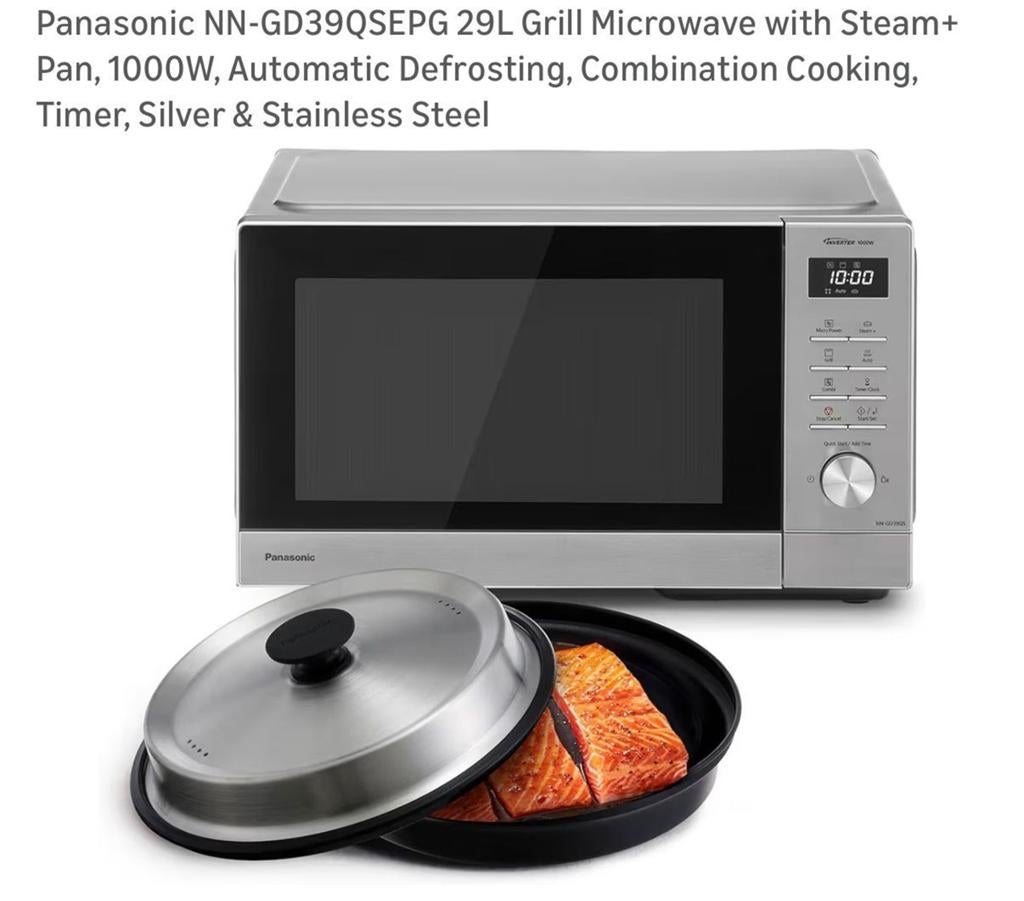 Panasonic NN-GD39QSEPG Grill Magnetron met Stoom+ Pan, Ophalen of Verzenden, Zo goed als nieuw