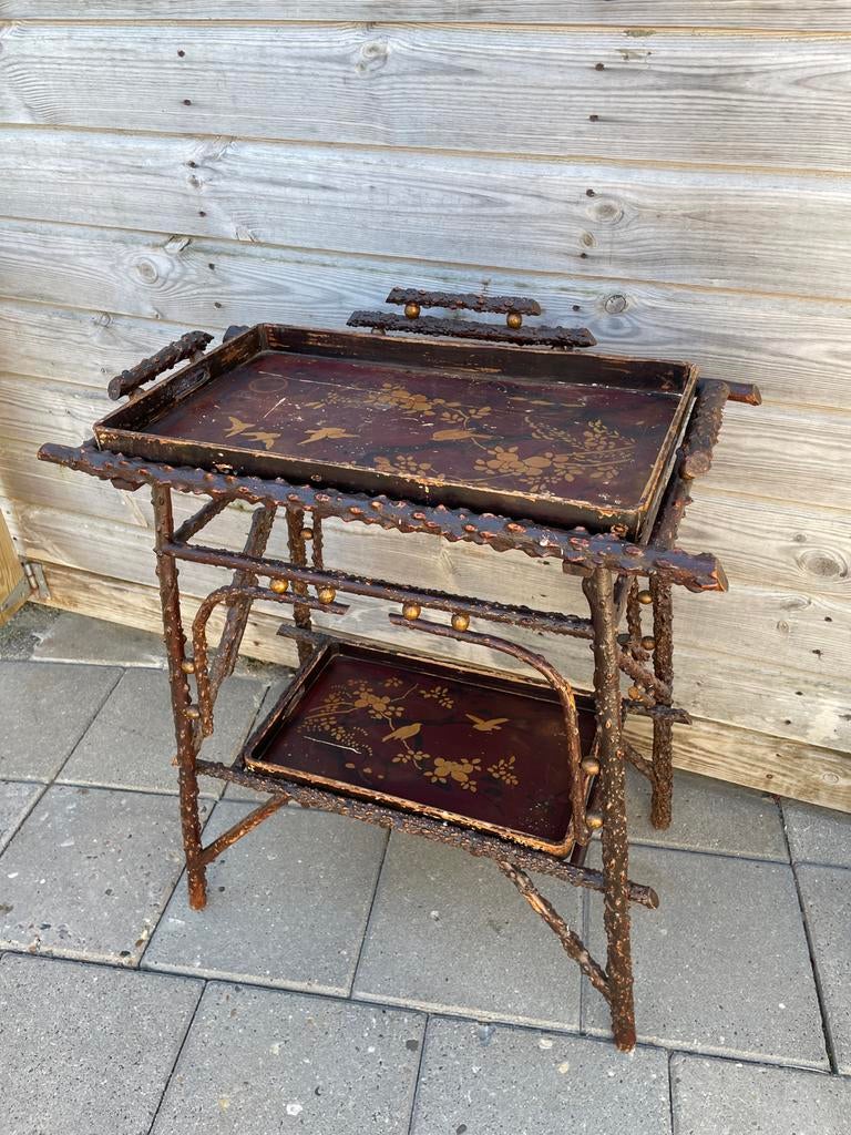 Antieke Butlertray met 2 Chinese Lakwerk Dienbladen, Ophalen