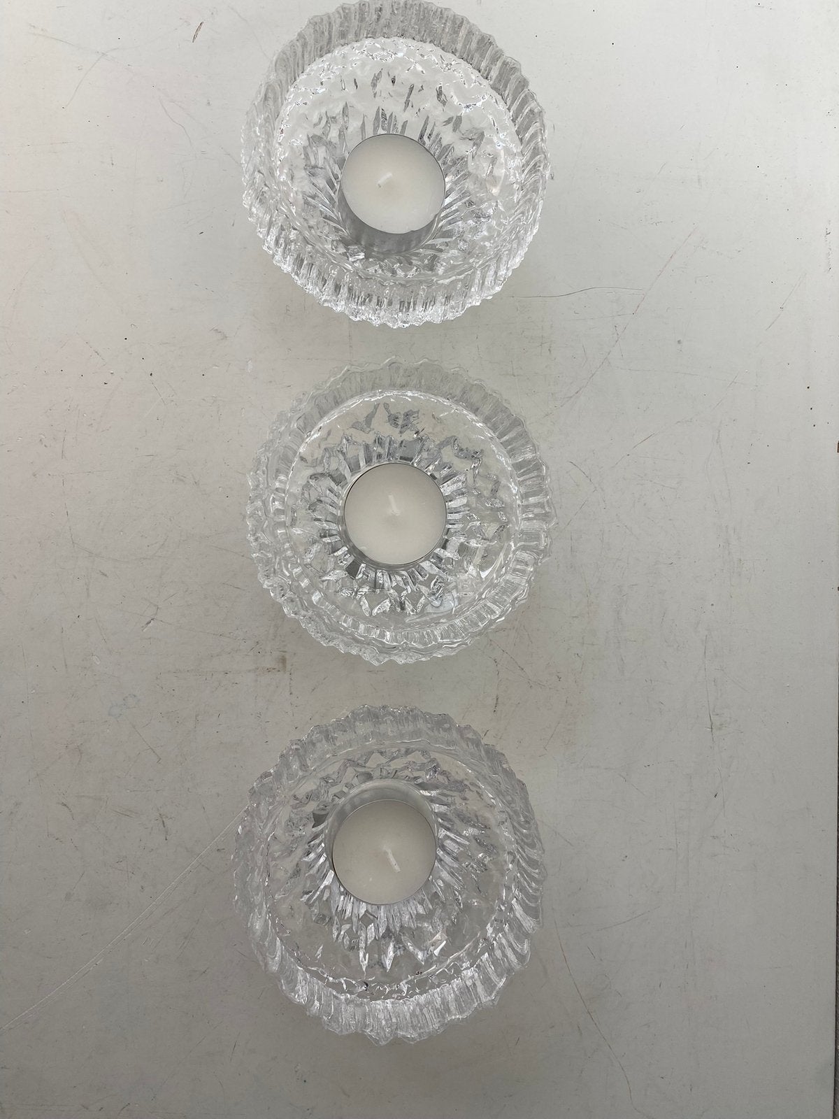 Iittala Finland glazen waxinelichthouders (3) Stellaria, Gebruikt, Finland, 7 cm, Ophalen of Verzenden