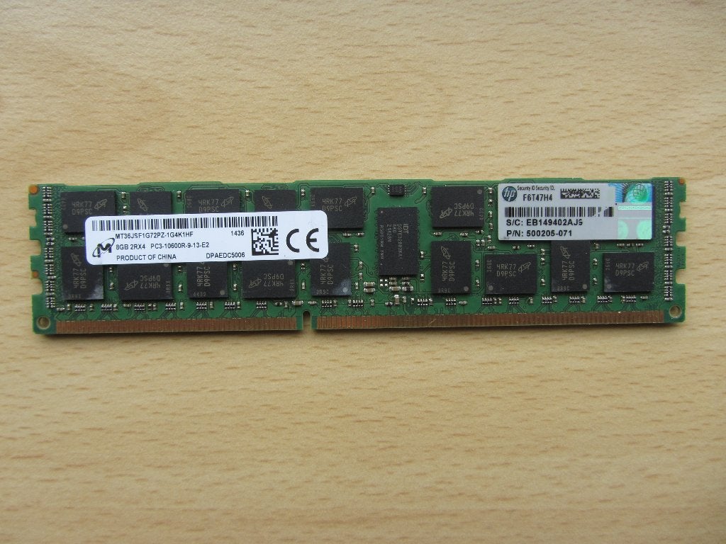 Micron 8GB PC3-10600 DDR3-1333MHz ECC Registered CL9, Computers en Software, 1333 MHz, Server, 8 GB, DDR3