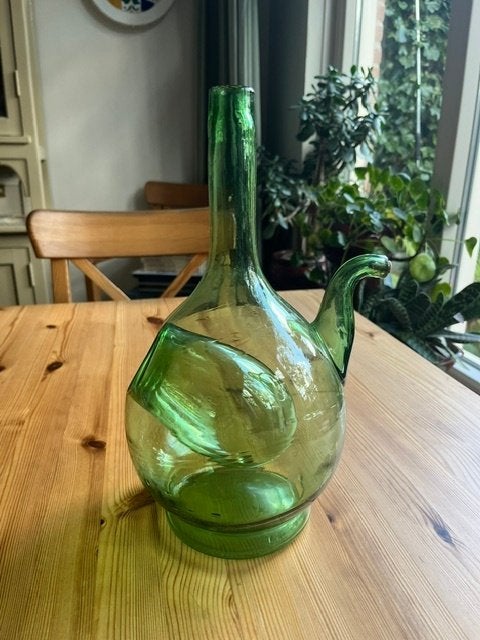 Groene Glazen Wijnkoeler, Antiek en Kunst, Antiek | Glas en Kristal, Ophalen of Verzenden