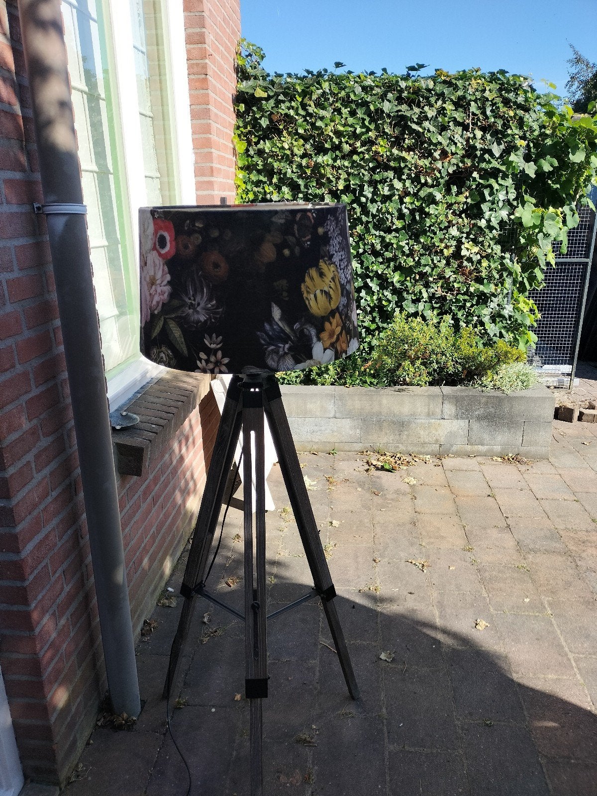Stijlvolle vloerlamp met bloemenprint kap, Ophalen, Modern, Botanisch, Sfeervol, E27 (groot), Zo goed als nieuw