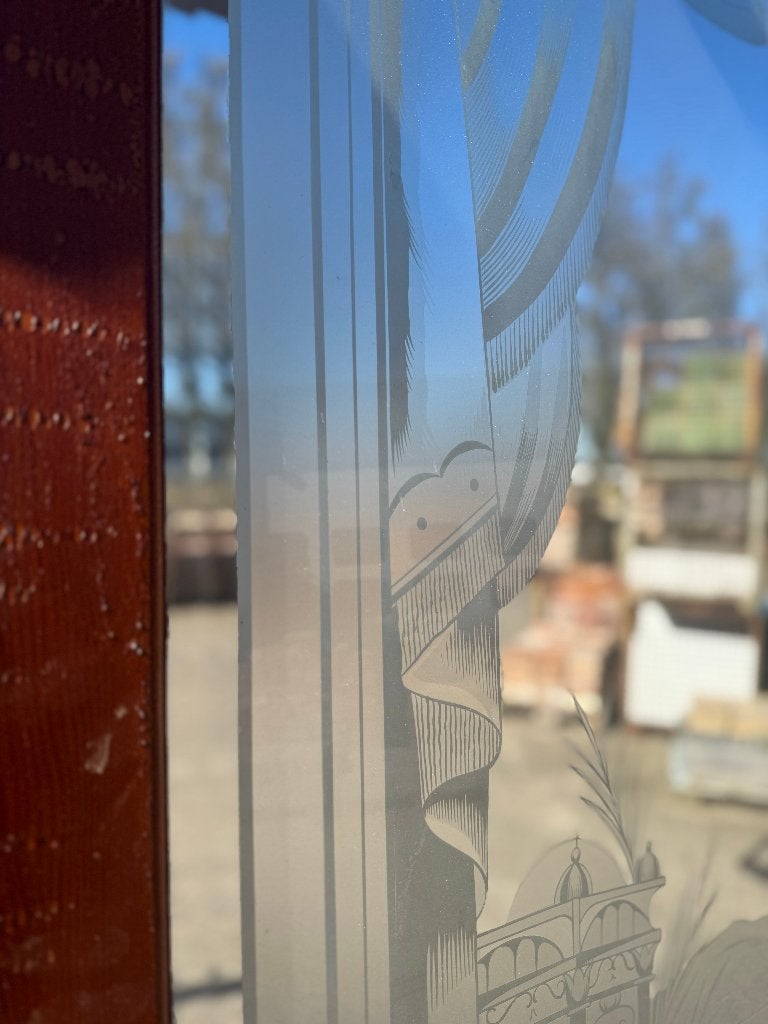 4-delige antieke openslaande deuren met geëtst glas 249x282, Ophalen