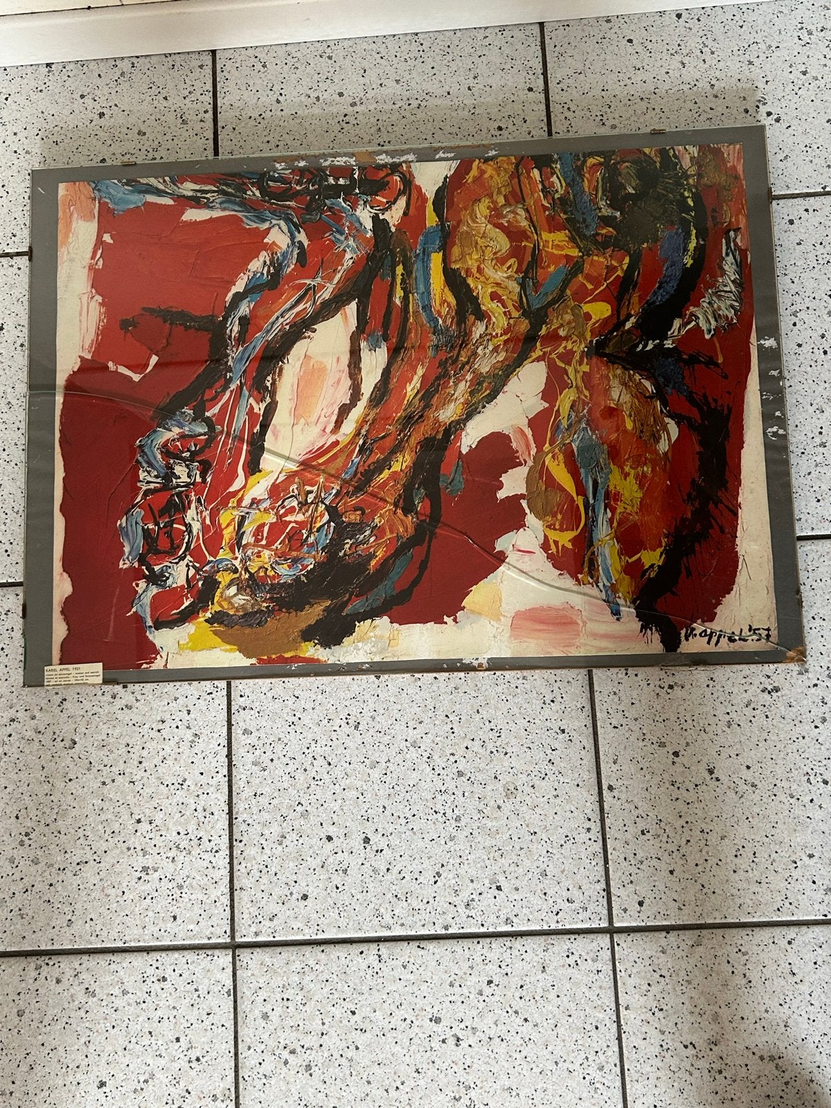 Karel Appel - Vrouw en Struisvogel (1957) - Kunstprint, Ophalen