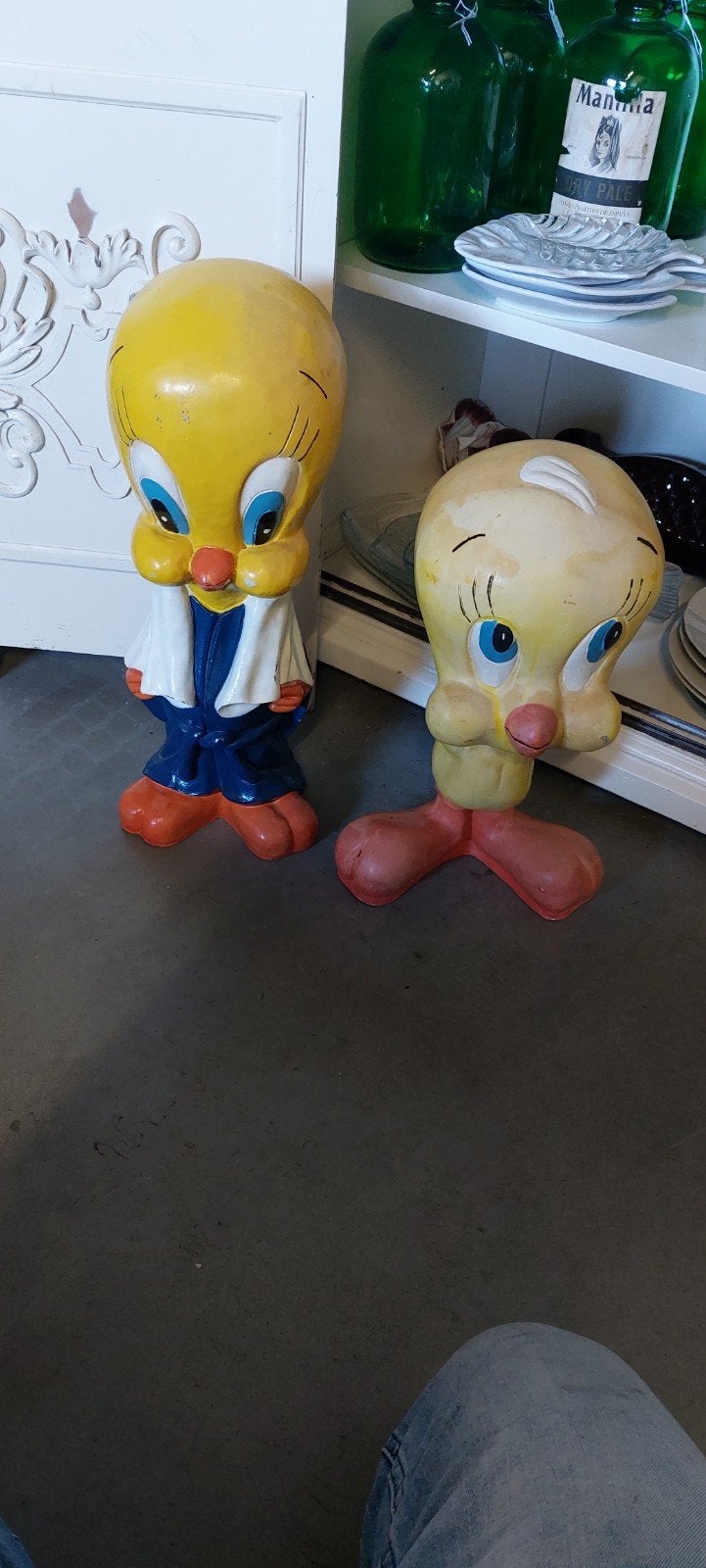 Twee Vintage Tweety Beelden - Looney Tunes Decoratie, Verzamelen, Ophalen of Verzenden, Gebruikt