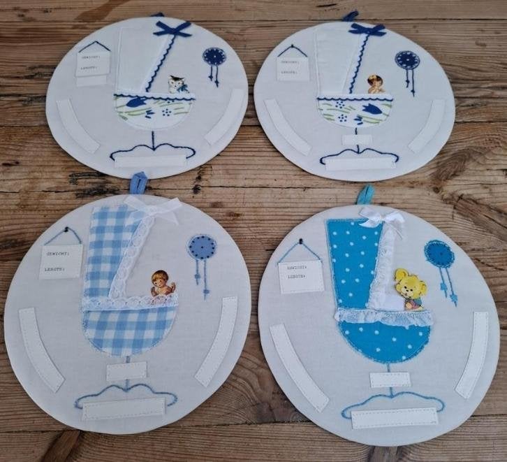 10 Vintage kartonnen geboortebordjes, baby, kat, hond, Ophalen of Verzenden