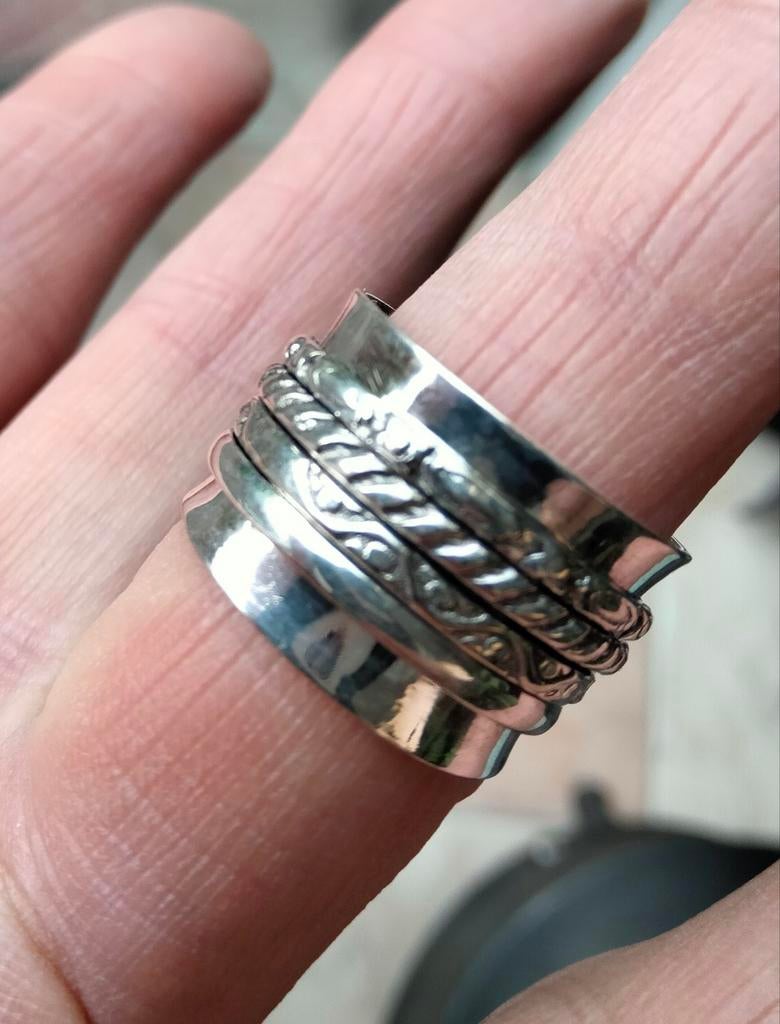 Zilveren spinner ring maat 18,25, Verzenden, Nieuw, 17 tot 18, Dame