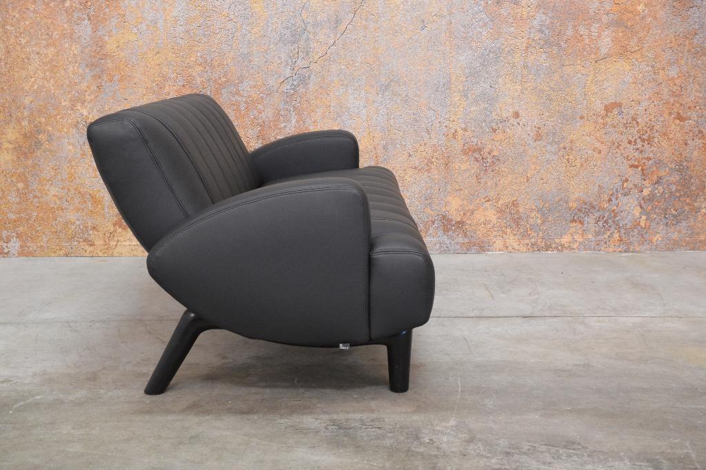 NIEUW beklede zwarte leren Leolux Wizard design bank, Leolux, Leolux, 150 tot 200 cm, 75 tot 100 cm
