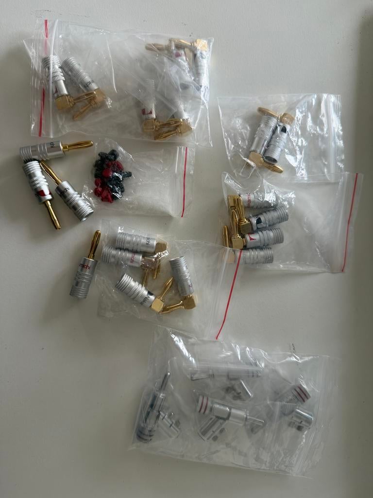 Banaanpluggen voor luidsprekerkabels - Nakamichi 24k verguld, Verzenden, Nieuw, Minder dan 2 meter, Luidsprekerkabel