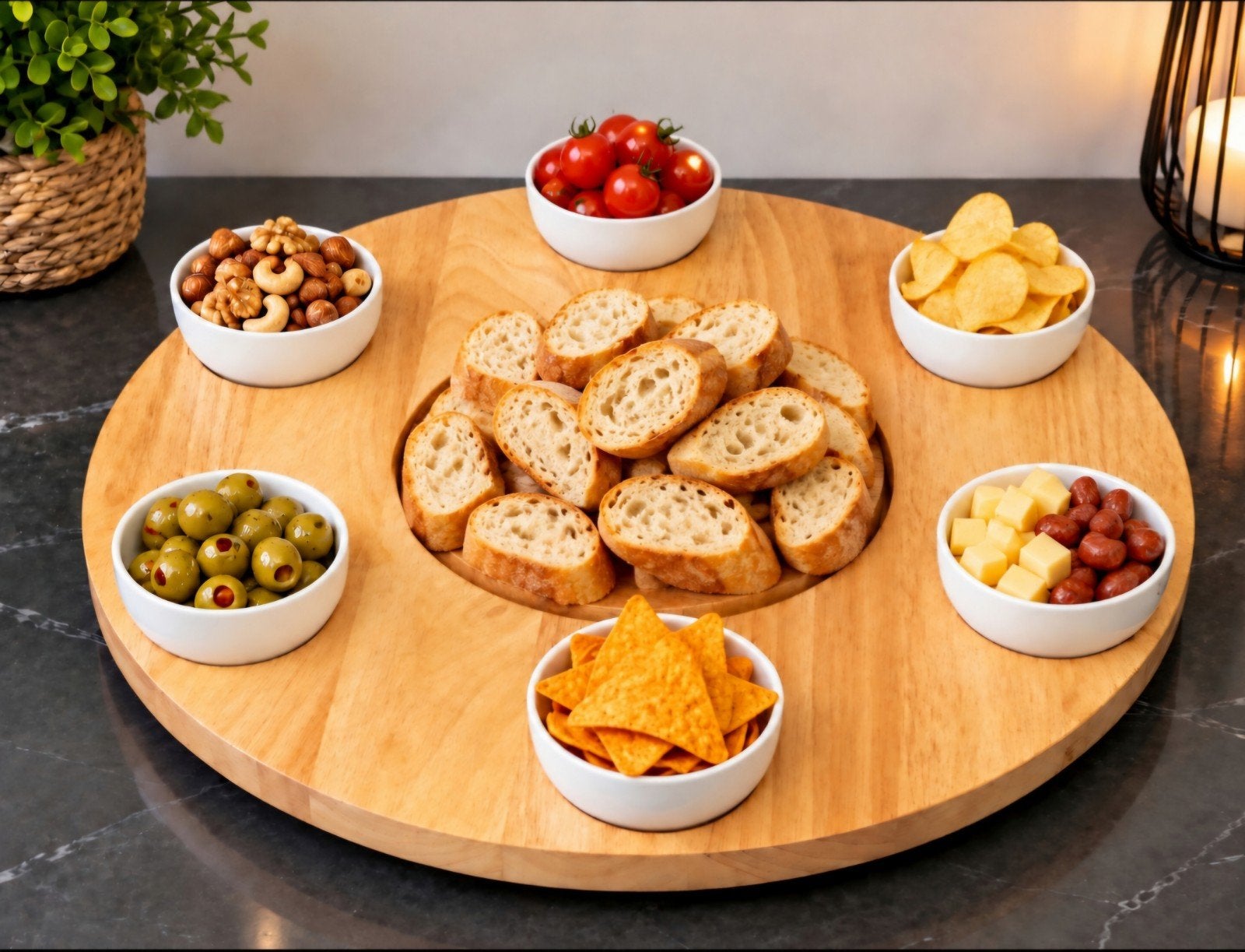 Barbecook draaiplateau met 6 schaaltjes, Gebruikt, Overige merken, Ophalen of Verzenden, Schaal of Schalen