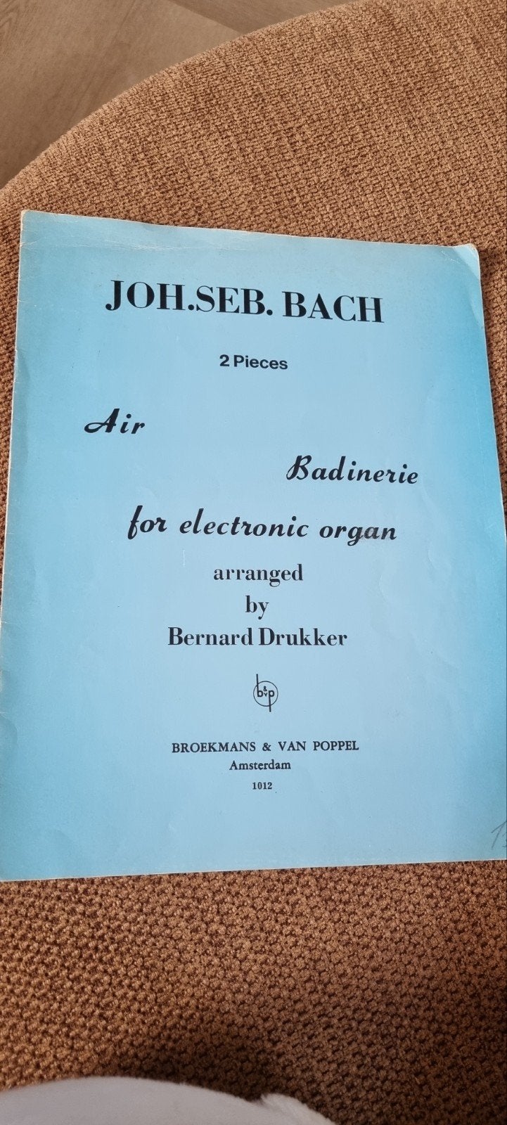 J.S. Bach: Air & Badinerie voor elektronisch orgel, Muziek en Instrumenten, Bladmuziek, Orgel, Gebruikt, Klassiek, Ophalen of Verzenden